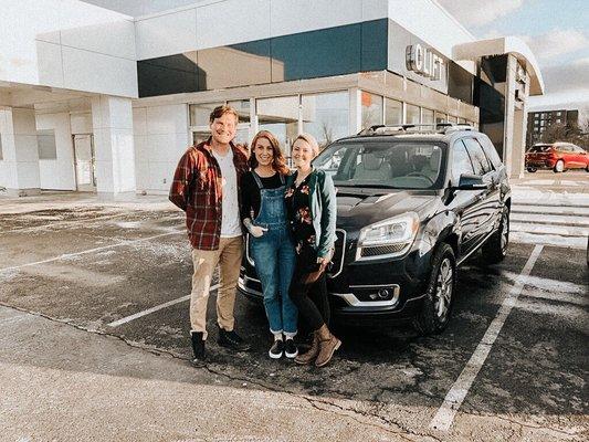 Lyss and I with Jessi, who sold us our amazing SUV.