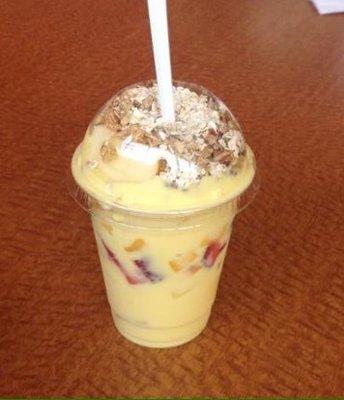 Mango yogurt w mixed fruit, granola and nuts