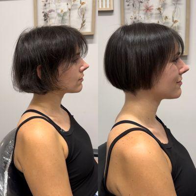 Haircut and keratin treatment