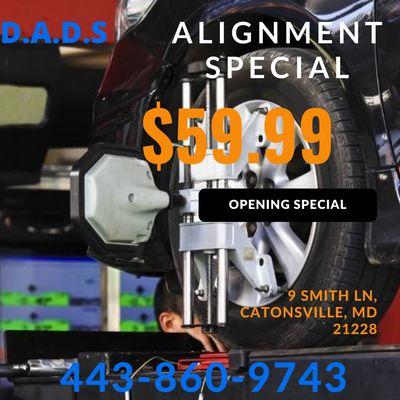 Year special, 59.99 all wheel alignment