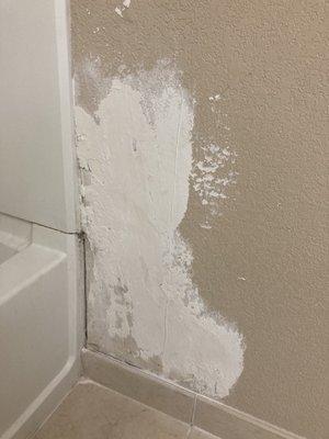 Another ugly patching job in the bathroom.