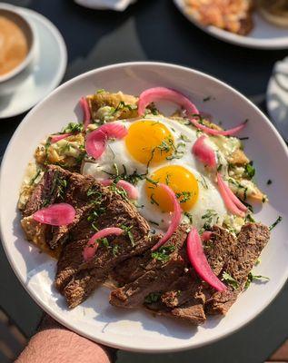 Verde chilaquiles with steak