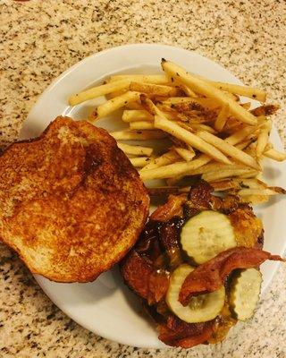 Smoked Bacon Brisket Burger and Large Smash Fries