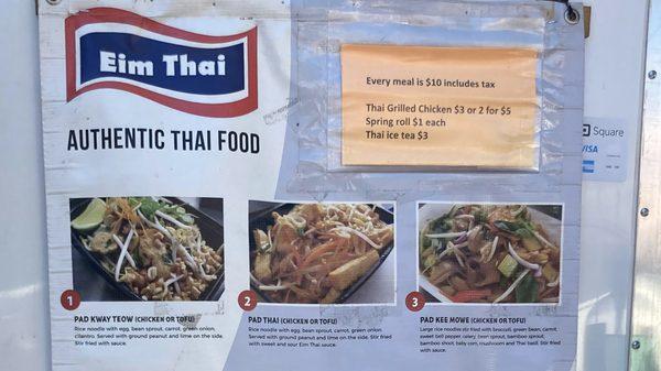 Menu 1/3 - Eim Thai Food Truck - Gainesville FL