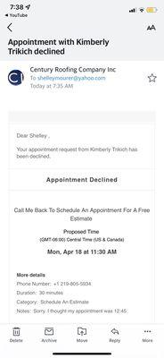 I received an email stating that they canceled my appointment. Why?