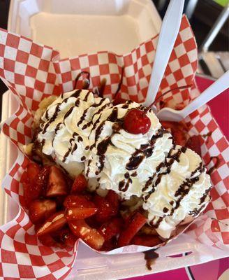 Banana Split Funnel Cake