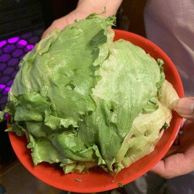 Underneath the Fruit Bouquet? A whole head of Lettuce holding it all up.