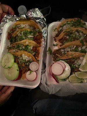 Steak and pork tacos   Bistec y Al pastor tacos