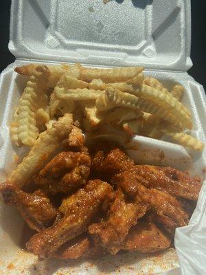 10 of Hot honey lemon pepper wings & fries