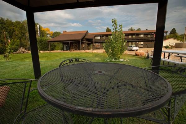 motel as seen from the gazebo