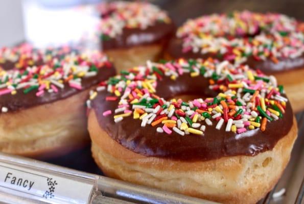 Yeast doughnuts with sprinkles