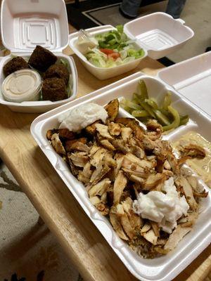 Shawarma Plate and Falafel.