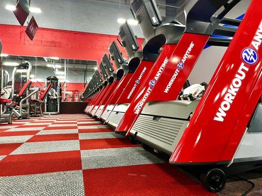 A row of treadmills