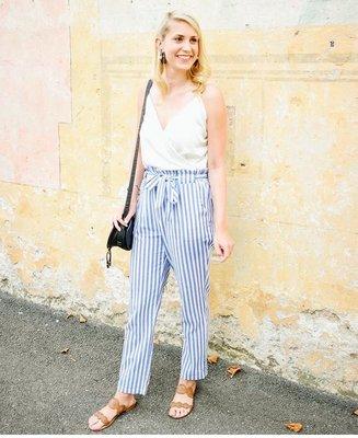 Striped Self-tie Pants