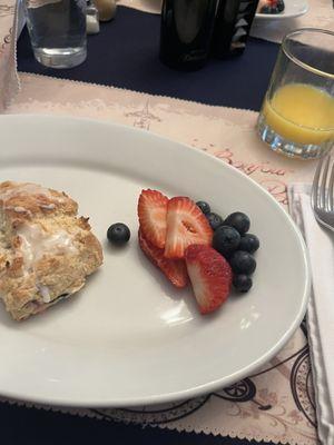 Scones and fresh fruit