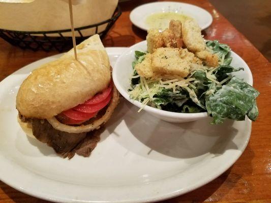 Johnny's Tri-Tip Sandwich! If you get half the sandwich then you also get a small salad!