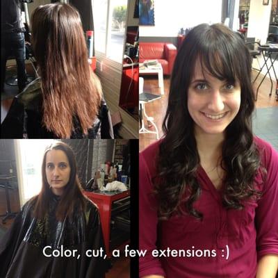 Before and after cut color extensions