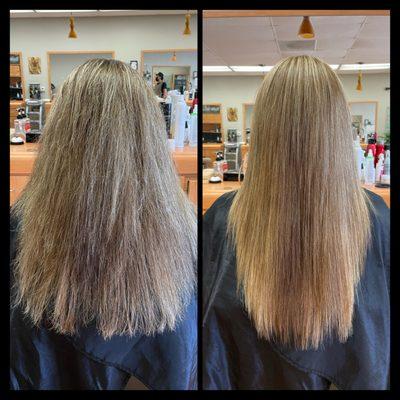 Before/After Keratin Treatment Straightening