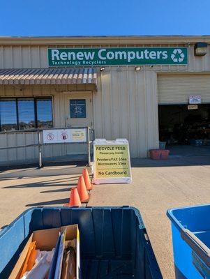 Donation recycling boxes in front