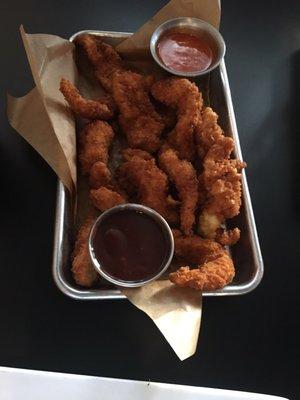 Chicken Tenders with Buffalo and BBQ sauce