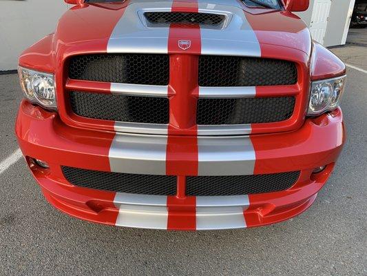 The paint matching was perfect! The front bumper was replaced with this beautiful new bumper.