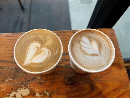 [left to right] "chagaccino"; nutella latte