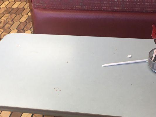 Dirty tables with no one around us before or after we left