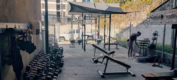 The outdoor gym area