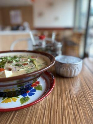 TomKha with tofu and add noods slurrrrp!