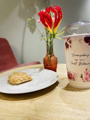 Gluten free almond cookie and a tart homemade ginger lemonade