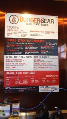 BurgerSear menu