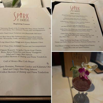 Menus and great drinks