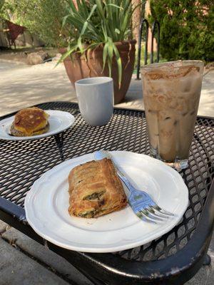 Breakfast and drinks on the courtyard.