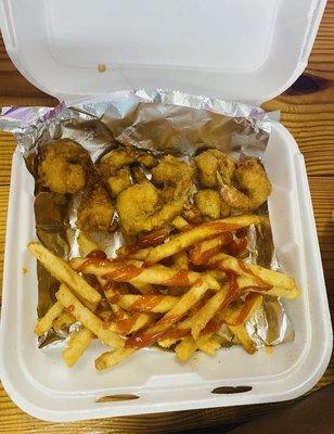 Fried shrimp and french fries!