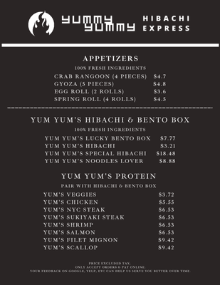 Our new menu