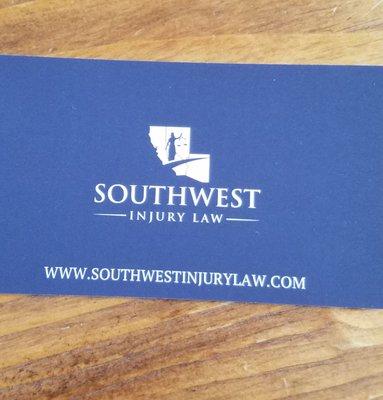 Southwest Injury Law, Business Card Front