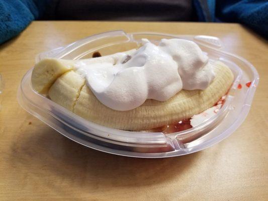 4.99 for the saddest banana split in the world! (Only one bite out of it, on the other side..)