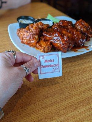 Tasty half and half, maple BBQ and hot buffalo.