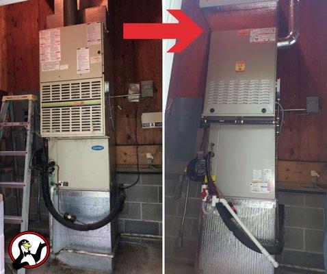 5 ton counter-flow gas furnace and air conditioning system