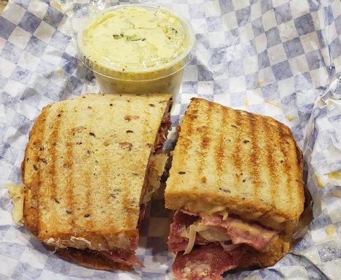 Reuben sandwich with Southern potato salad.