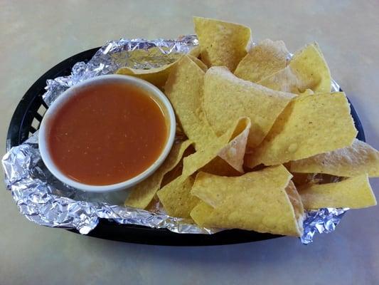 Chips and Salsa - 2 Stars - The chips had a slightly unique flavor, but the salsa was worthless.