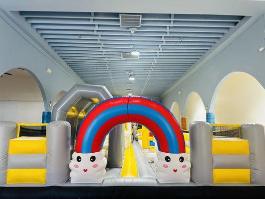 Our first all-in-one bounce house in a yellow duck theme features a giant bouncing slide, swings, and more--perfect for kids aged 2 to 12!