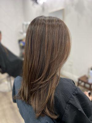 Balayage and haircut by Amy