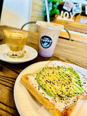 Ube latte, Cortado, Avocado Toast