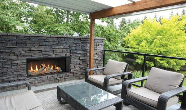 Valor outdoor gas fireplace.