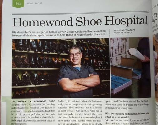 Homewood Shoe Hospital article in Birmingham Magazine (March 2016)