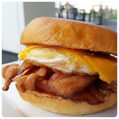 Bacon Egg Brioche is our top breakfast sandwich. It's over medium egg creates a delicious mess, so grab a handful of napkins with your order