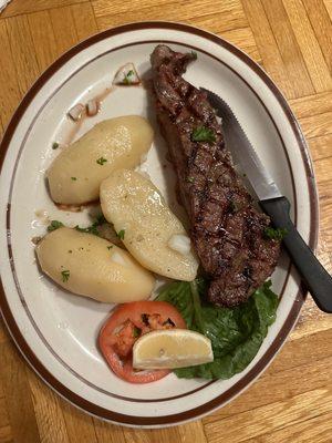 12 oz New York Strip steak - very good flavor, super tender; cooked to perfection-excellent char and great crust