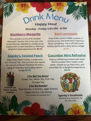 Drink menu