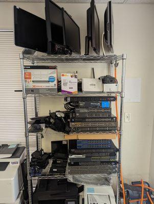 Networking equipments, routers, switches.